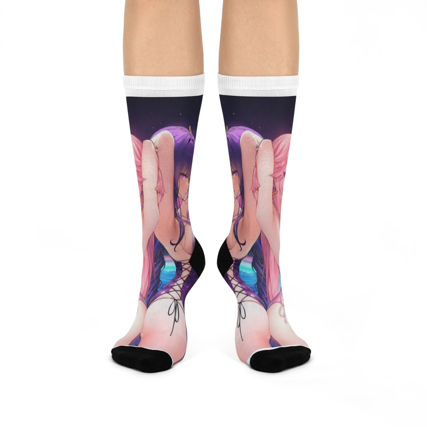 Fun and Stylish Cushioned Crew Socks for Comfort and Style, Perfect for Anime Fans, Gift for Birthdays, Holidays, Cozy Lounging