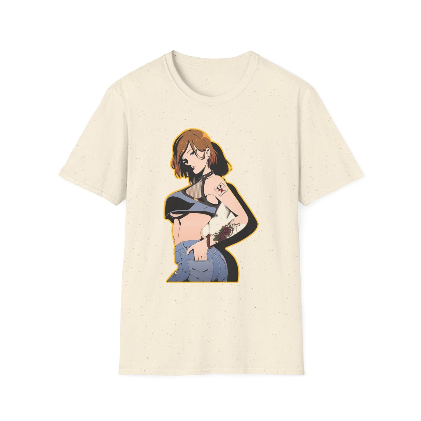 Chic Graphic one piece T-Shirt for Trendy Fashionistas, Unisex Softstyle Tee, Anime Art Apparel, Perfect Gift for Birthdays and Casual Outings