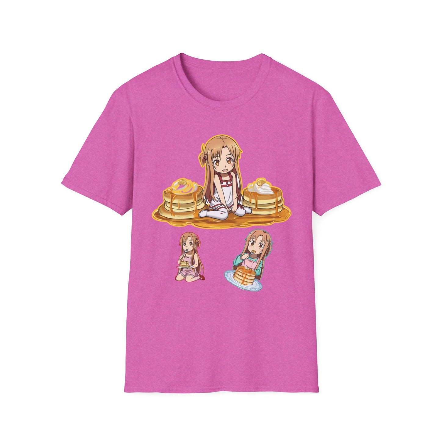 Cute Pancake Anime sao 2 T-Shirt, Fun Casual Wear, Kawaii Gift, Food Lover Style, Unique Graphic Tee, Perfect for Everyday Comfort