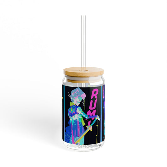 Colorful Sipper Glass, 16oz – Fun Drinkware for Parties, Unique Gift for Him/Her, Summer BBQs, Colorful Straw Glasses, Vibrant Home Decor