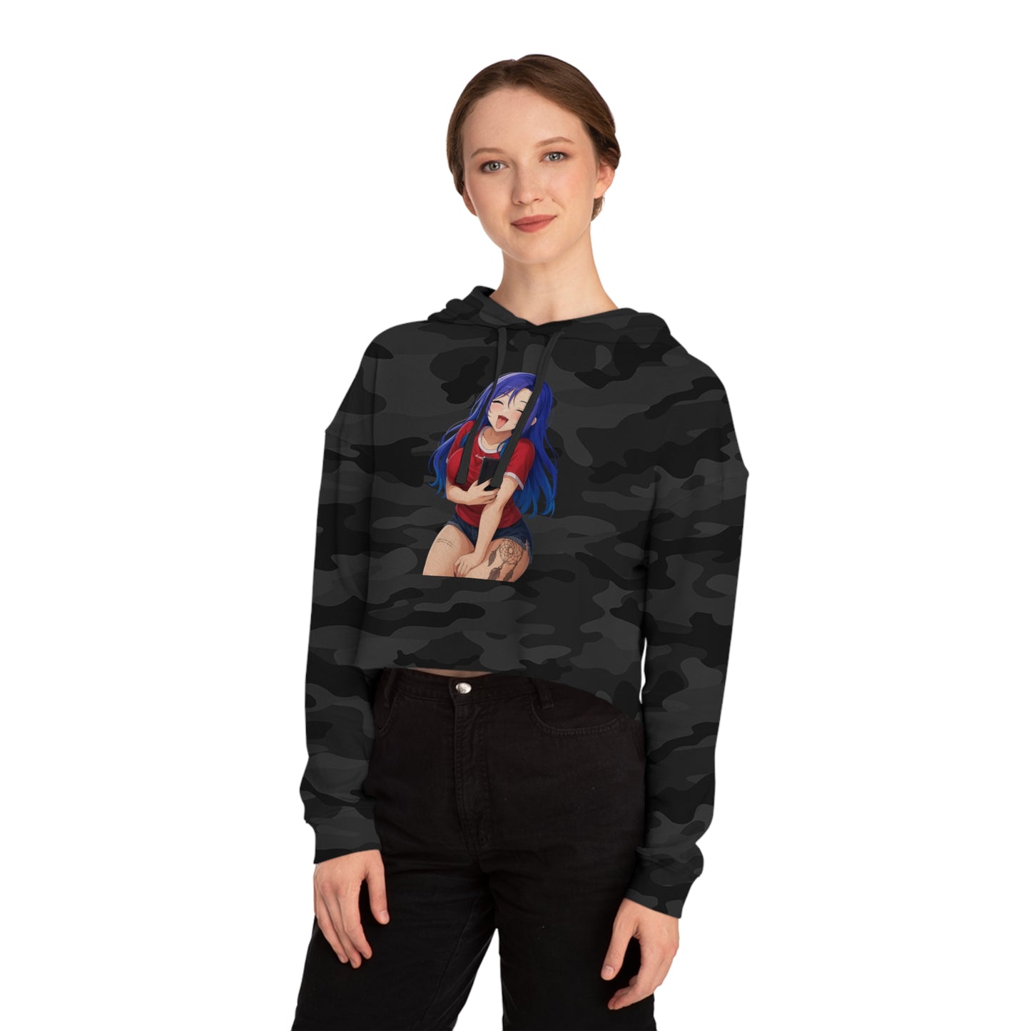 Anime-Inspired Cropped Hoodie - Cute & Sassy, Streetwear Fashion, Gift for Her, Cosplay, Casual Wear, Anime Lovers