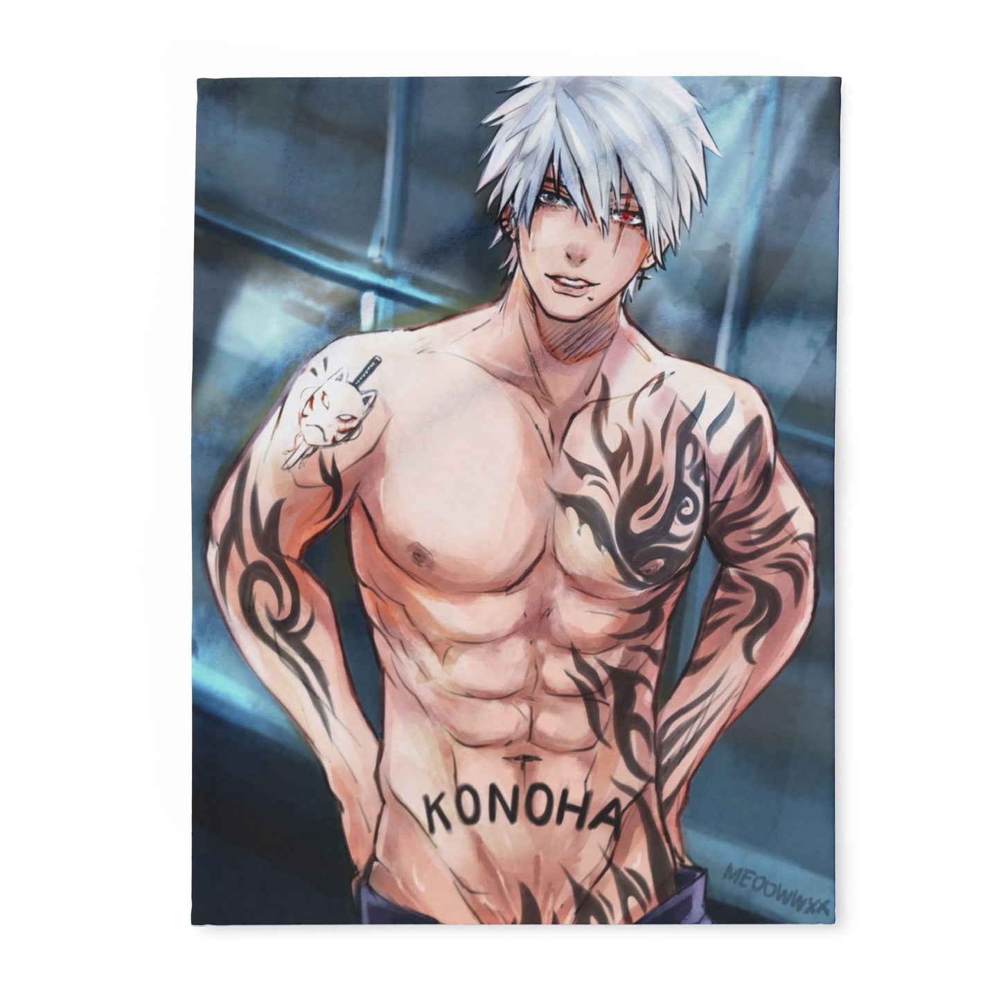 Ninja style Anime-Themed Fleece Blanket, Cozy Throw Blanket, Konoha Design Blanket, Gift for Anime Fans, Soft Plush Blanket