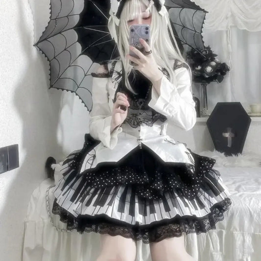 Harajuku Gothic Lolita Lace Skirt – Y2K Punk Fairy Grunge Kawaii