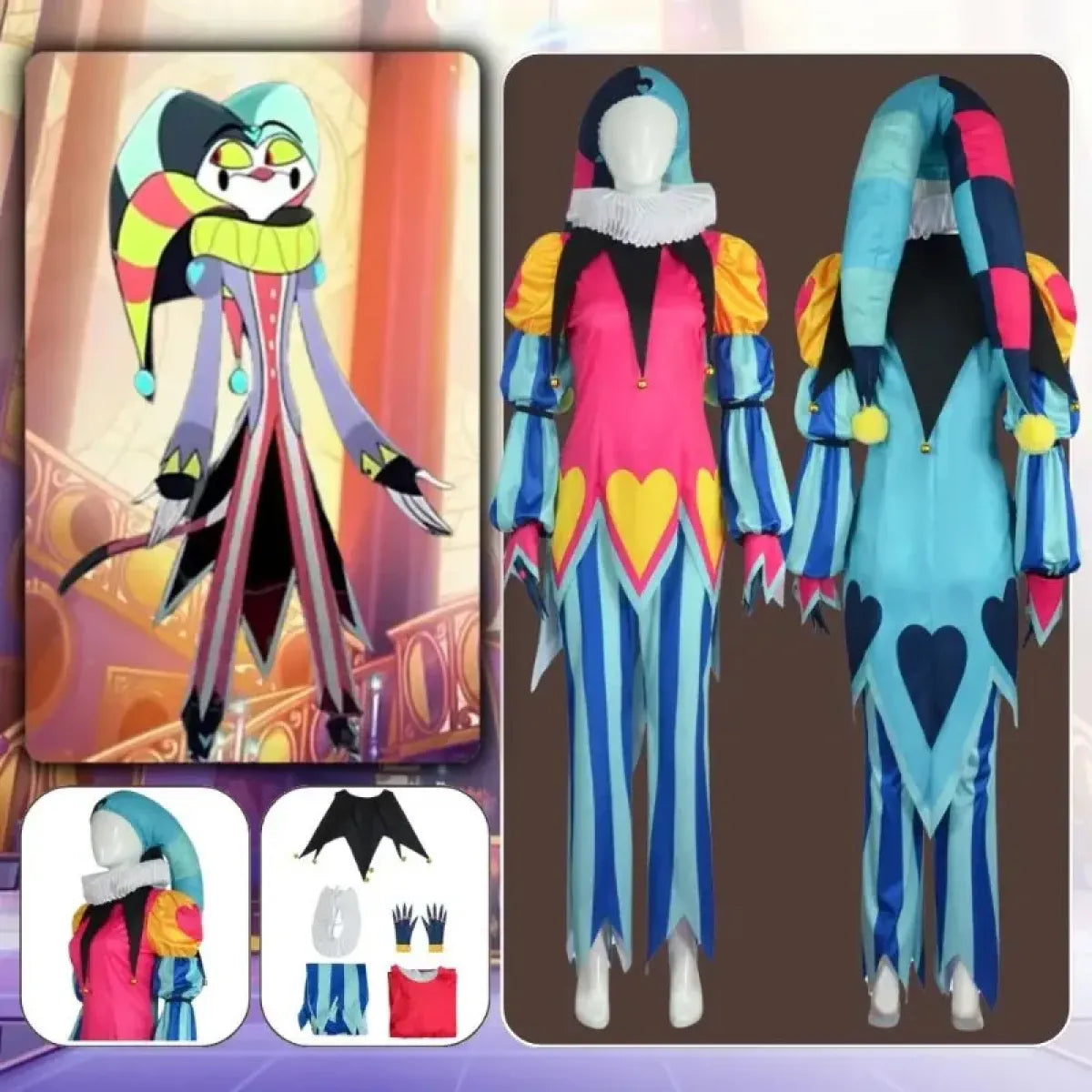 Fizzarolli Cosplay Costume – Helluva Boss Jester Outfit Full Set