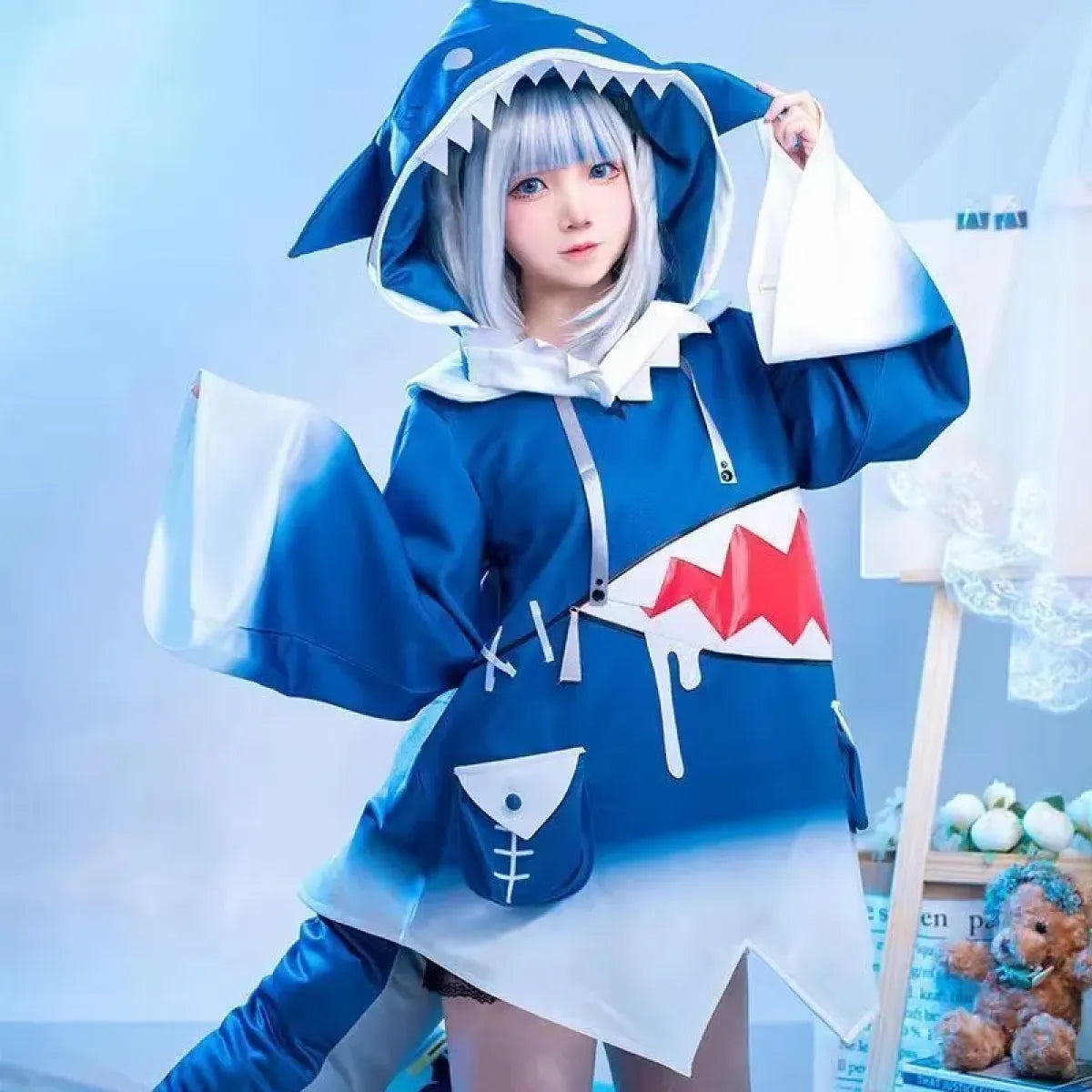 Hololive Gawr Gura Shark Cosplay - Complete Set with Tail