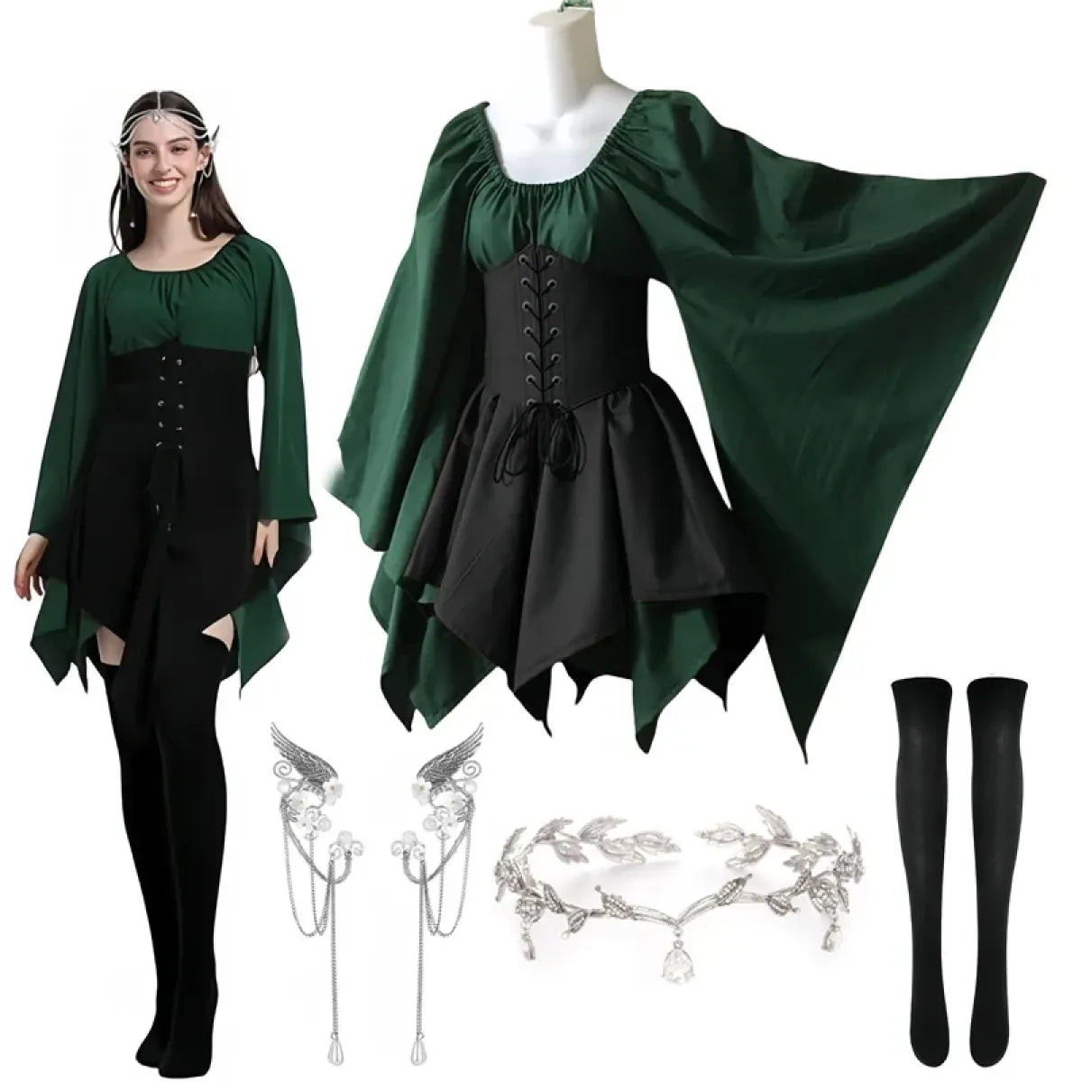 Gothic Elf Corset Dress – Medieval Fairy Lolita Cosplay
