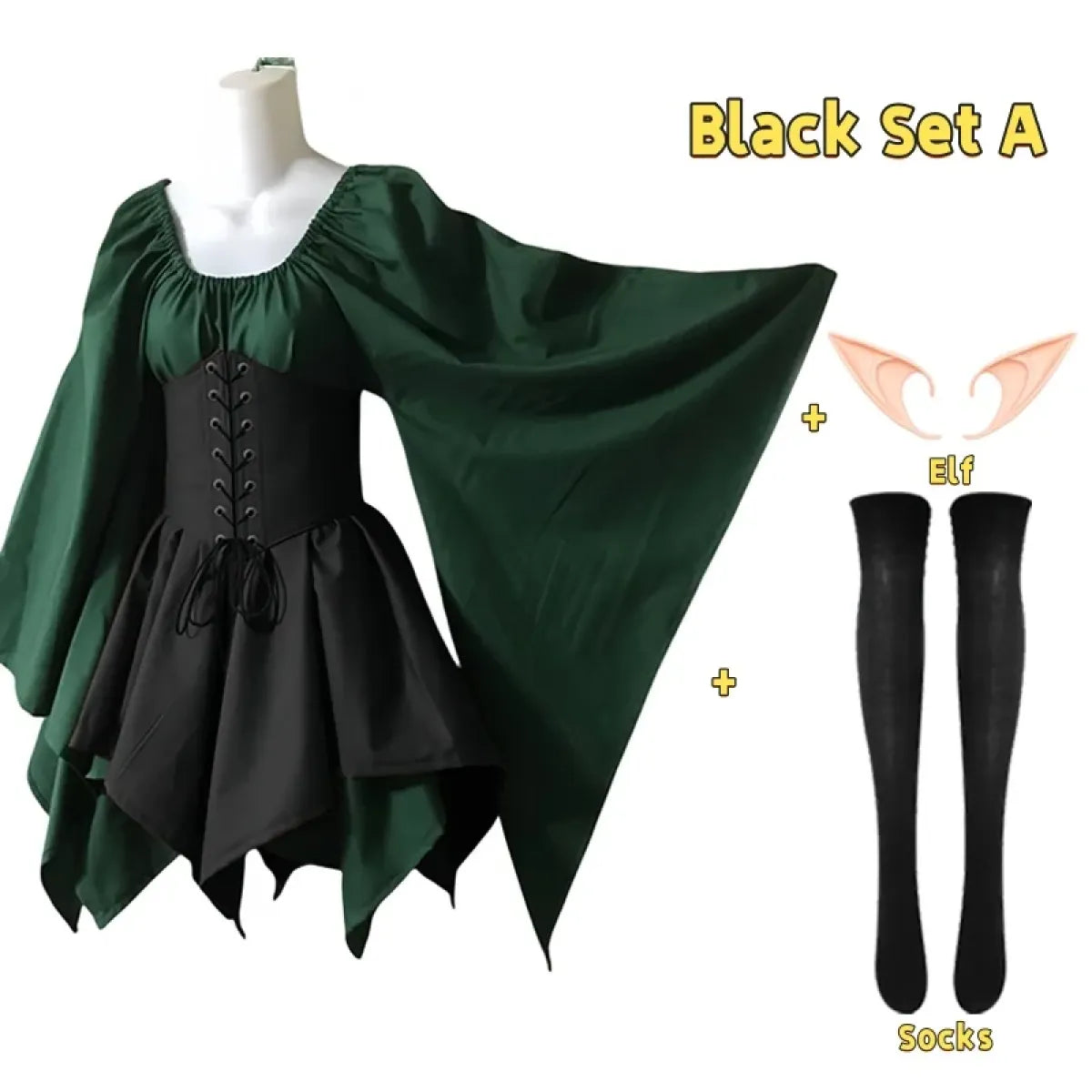 Gothic Elf Corset Dress – Medieval Fairy Lolita Cosplay