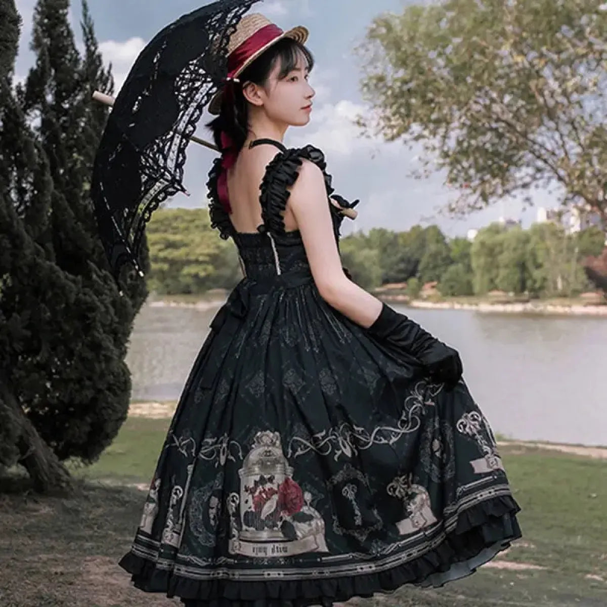 Gothic Lolita Print Dress