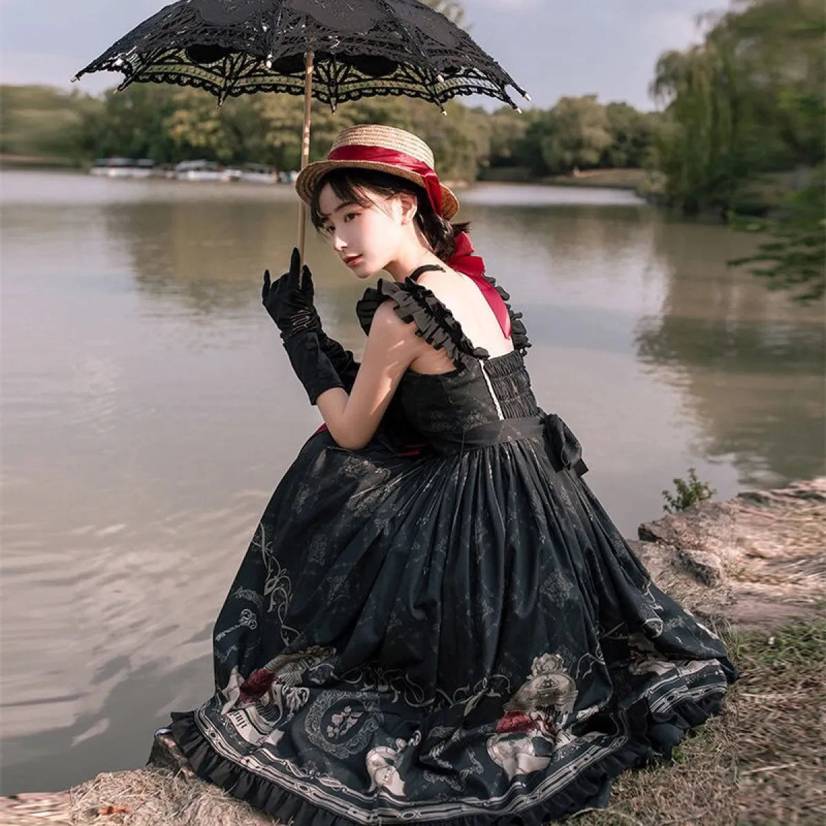 Gothic Lolita Print Dress