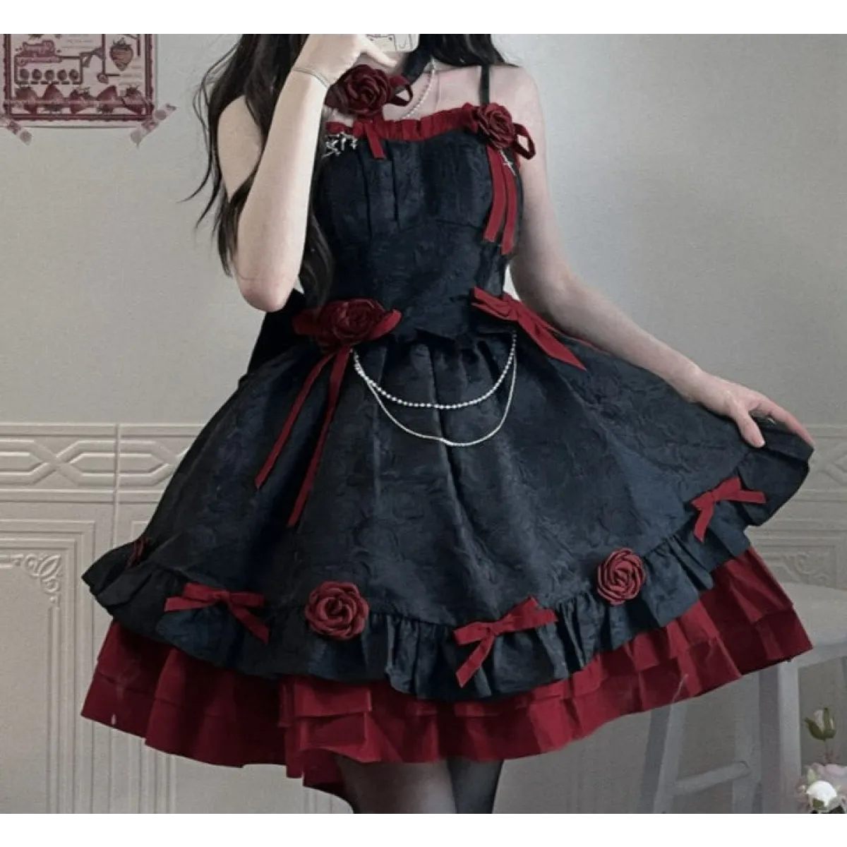 Dark Victorian Gothic Lolita Rose Dress
