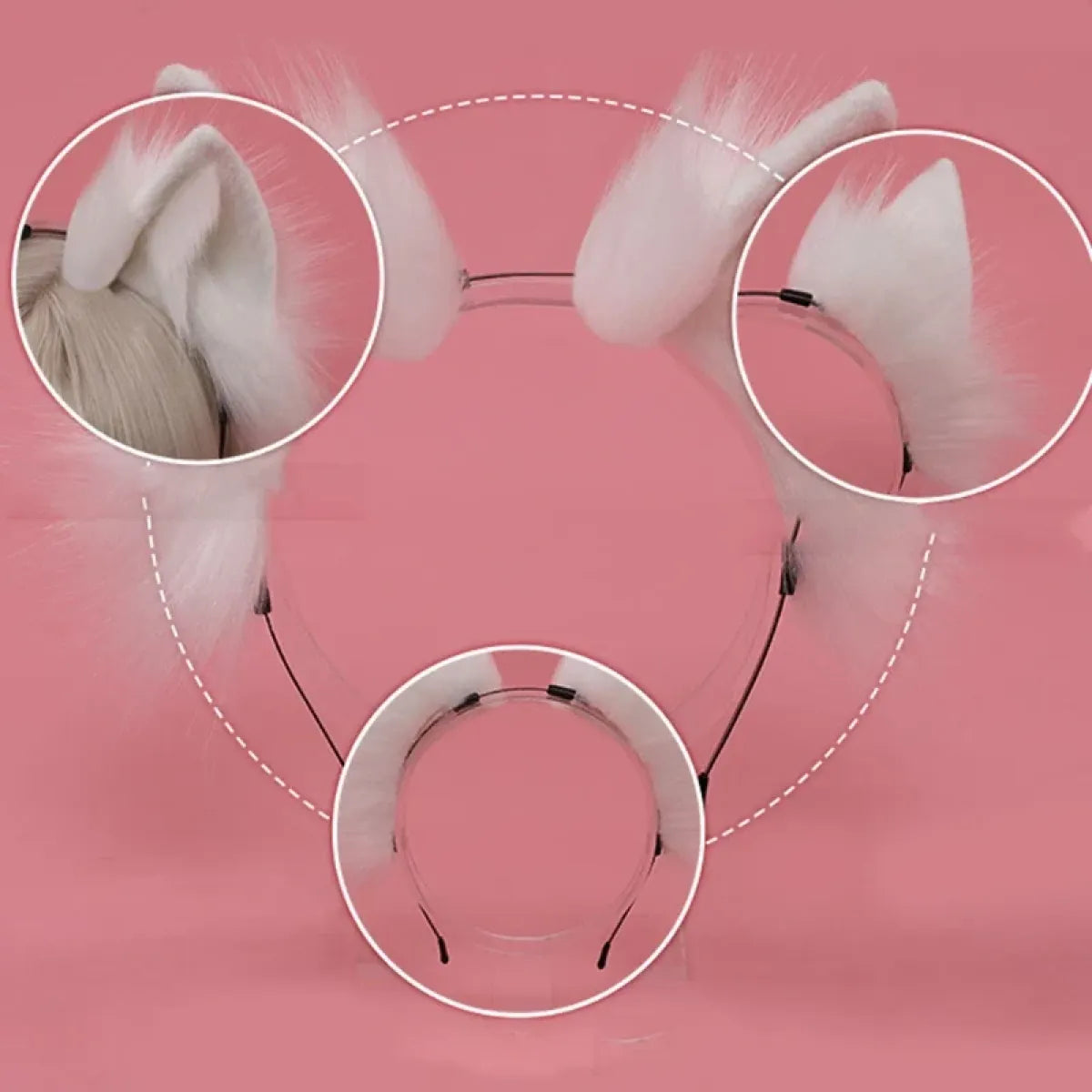 Handmade Cat Faux Fur Ears Headband - Fluffy Plush Animal Hair Hoop