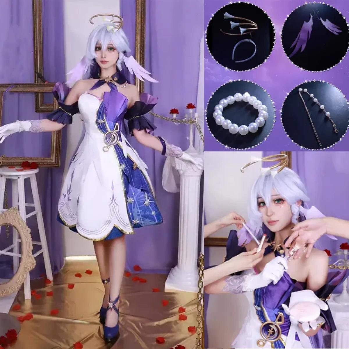 Honkai Star Rail Robin Cosplay Costume – Dress, Wig, Wings & Accessories