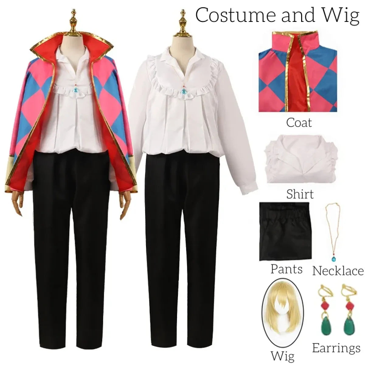 Howl Cosplay Costume – Howl's Moving Castle Outfit with Wig & Accessories