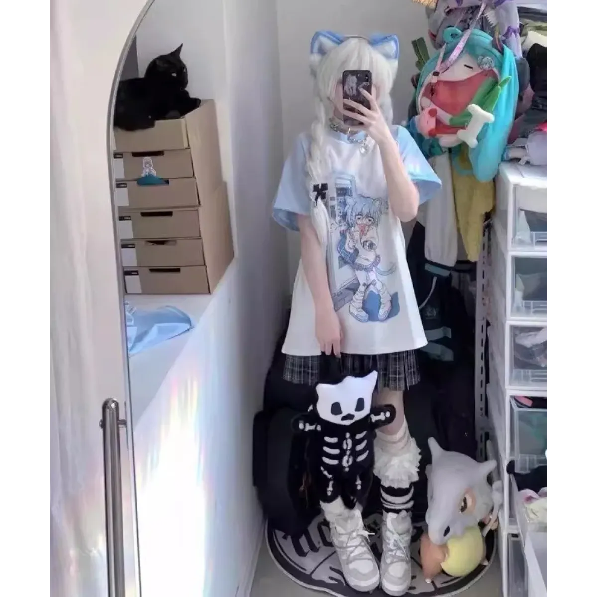 Kawaii Y2K Harajuku Top – Detachable Sleeve Anime Tee