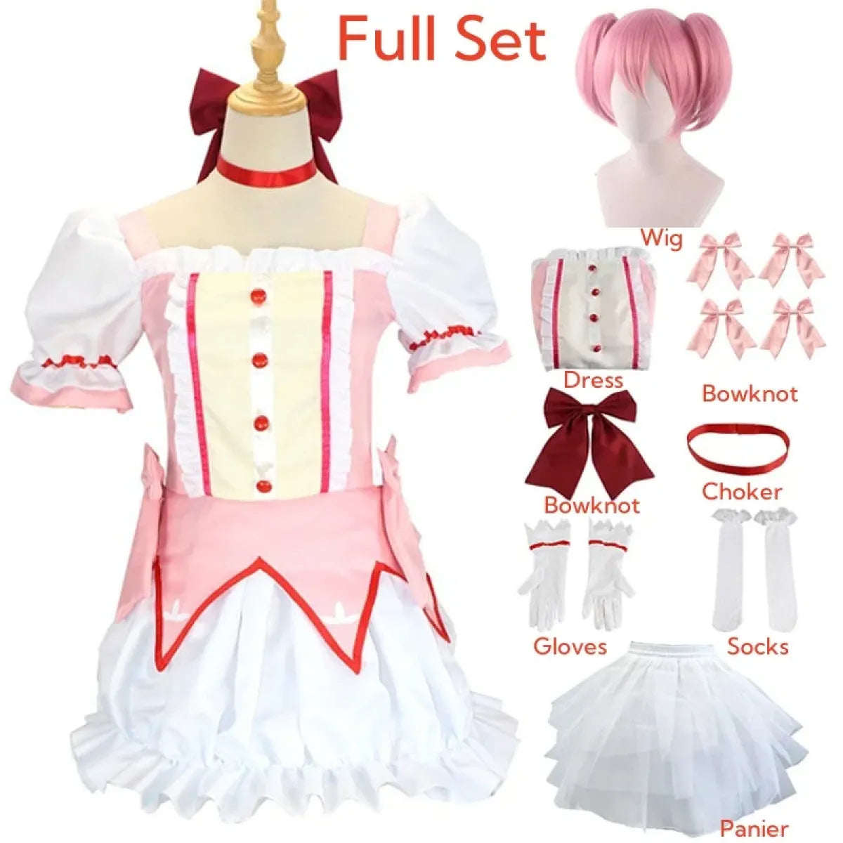 Madoka Kaname Cosplay Costume – Puella Magi Dress with Wig