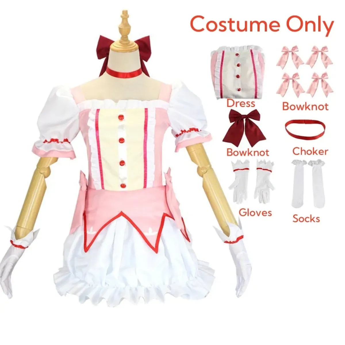 Madoka Kaname Cosplay Costume – Puella Magi Dress with Wig