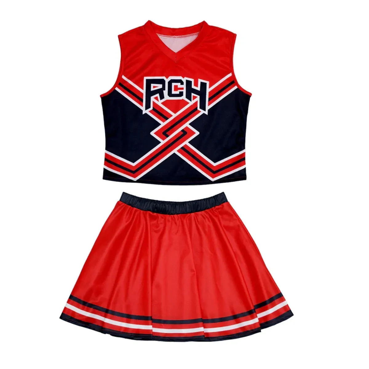 Takerlama RCH Printed Cheerleader Uniform Bring it On Cosplay Women's Fancy Dress Tank Top Mini Skirt Halloween Costume Clothes