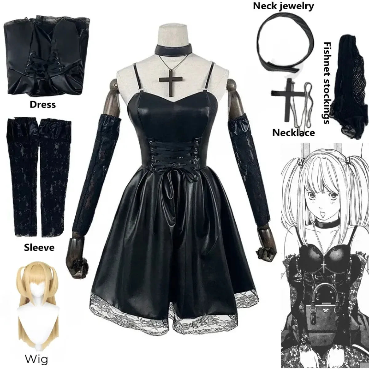 Misa Amane Gothic Cosplay Costume – Dress with Lace & Accessories