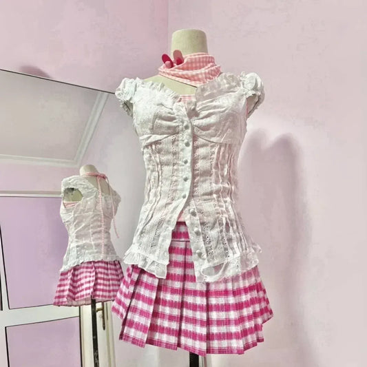 NANA Komatsu Cosplay Costume - Lolita Kawaii Pink Skirt Suit