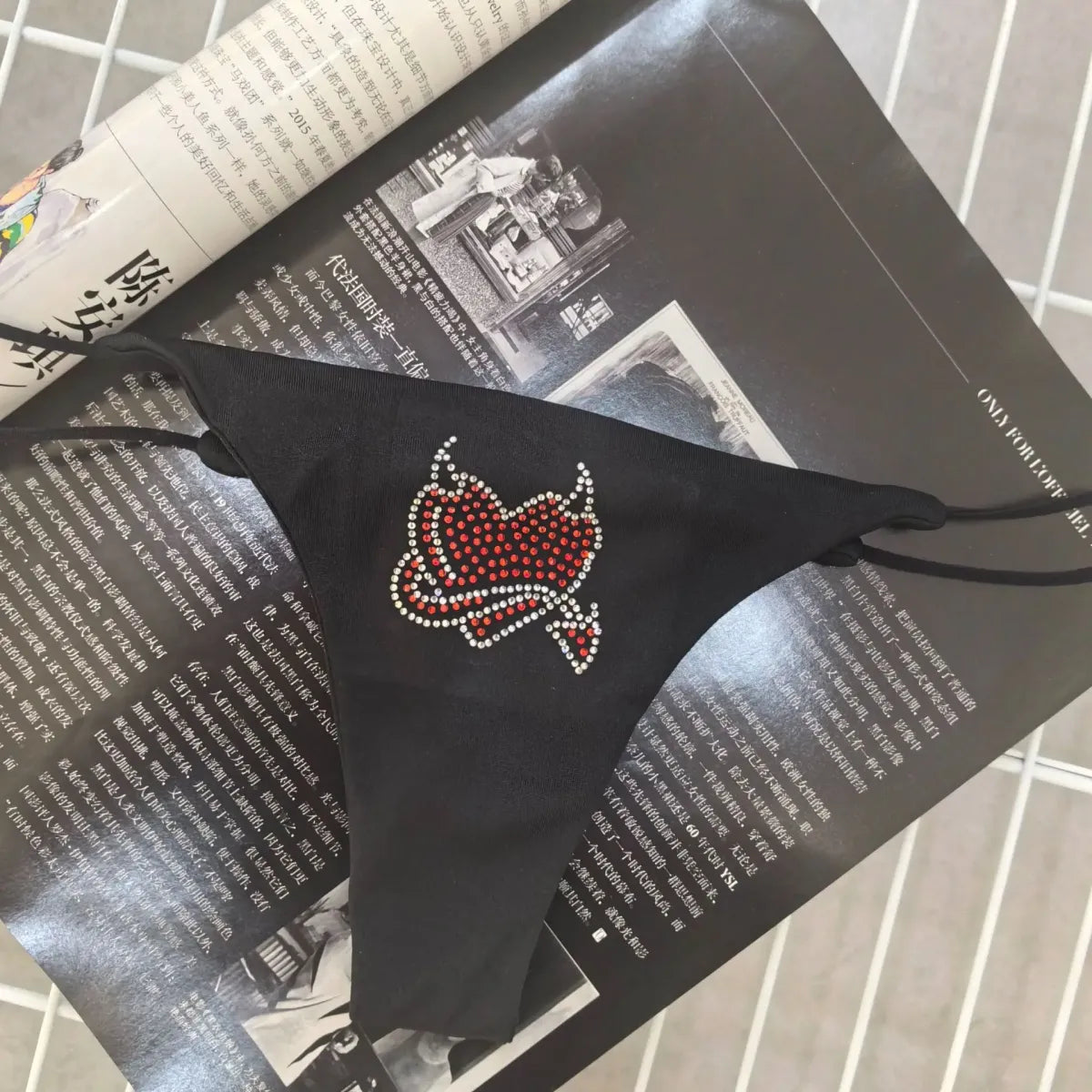 Pink Rhinestone Cat G-String – Kawaii Low Waist Thong Lingerie