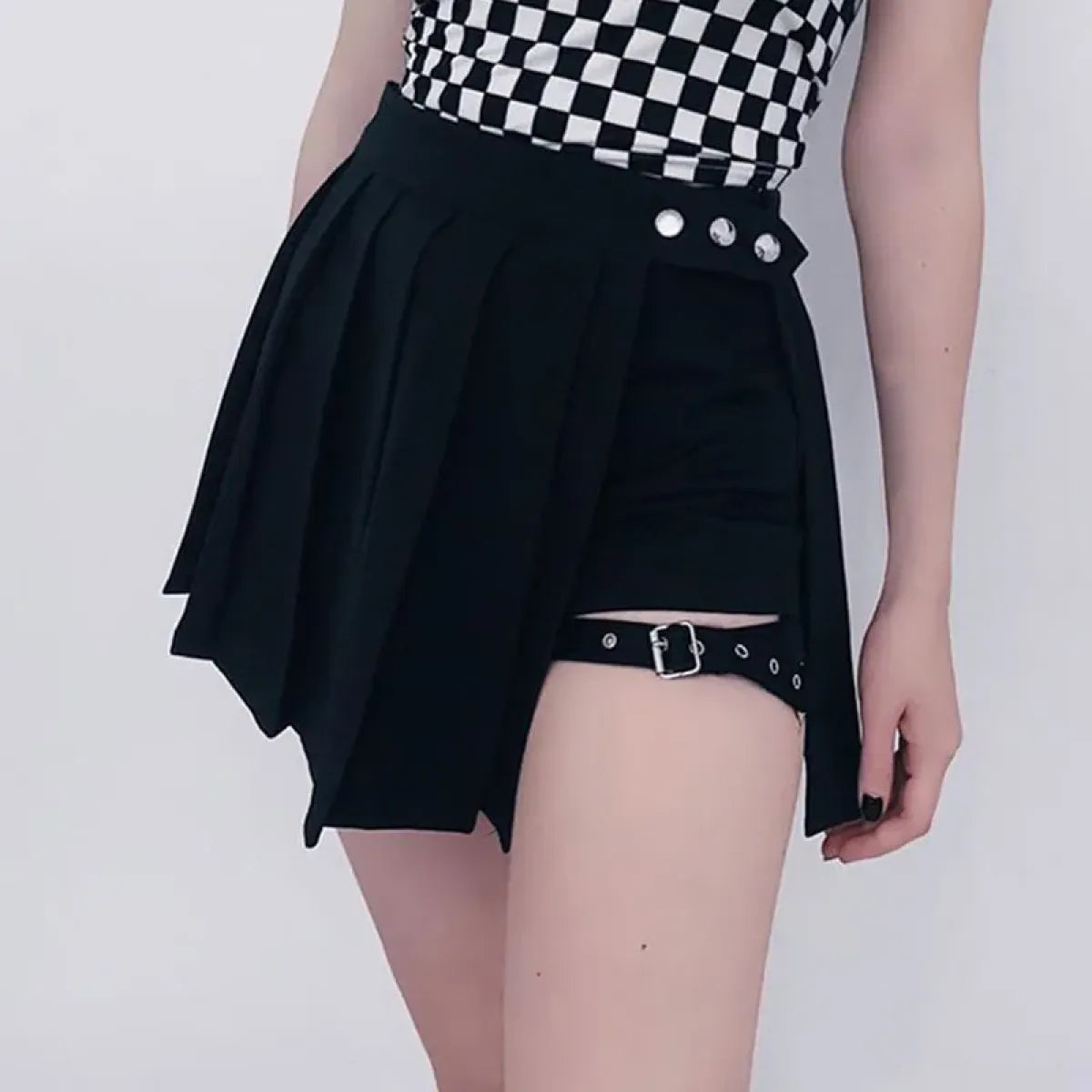Pleated Gothic Mini Skirt – High Waist Punk Cosplay Shorts