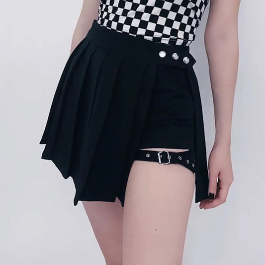 Pleated Gothic Mini Skirt – High Waist Punk Cosplay Shorts