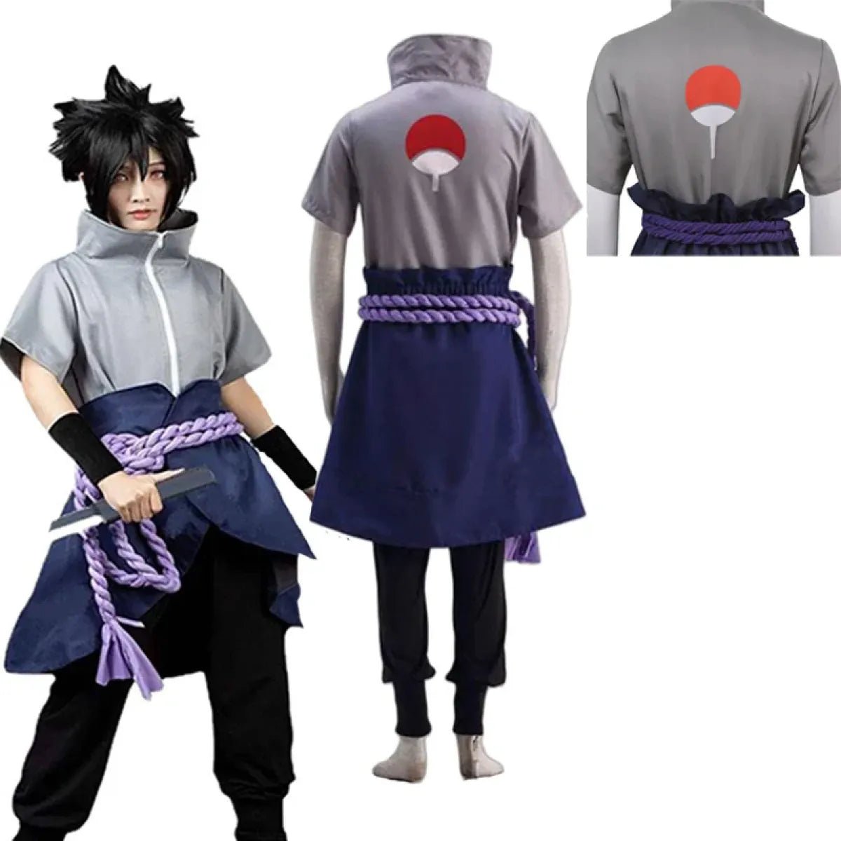 Sasuke Uchiha Cosplay Costume – Naruto Shippuden Outfit with Rope