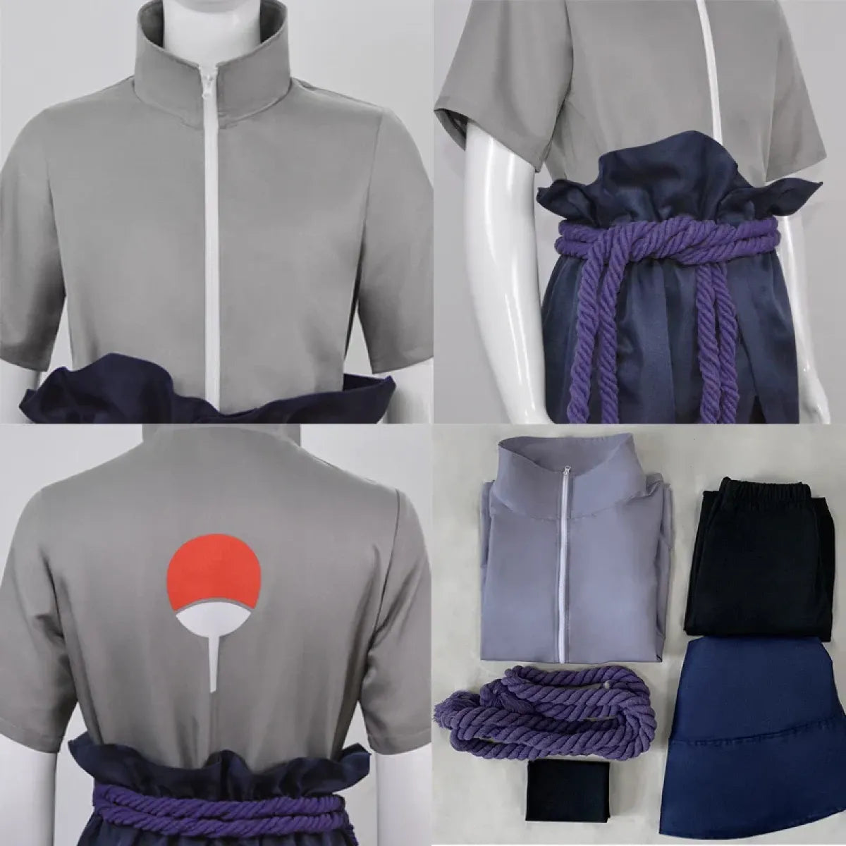 Sasuke Uchiha Cosplay Costume – Naruto Shippuden Outfit with Rope