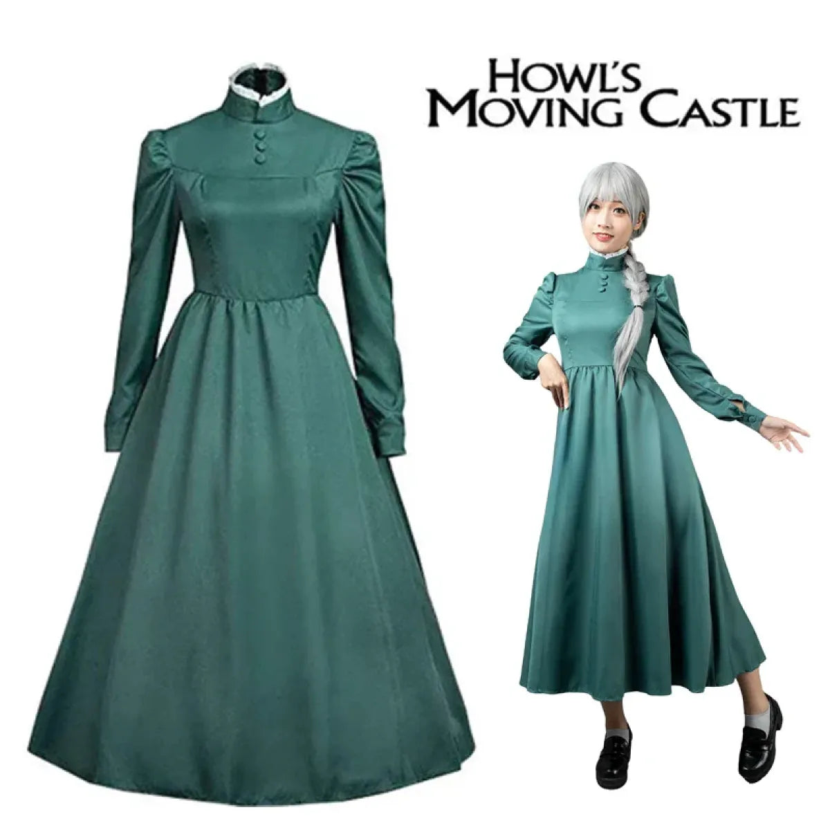 Sophie Cosplay Dress – Howl's Moving Castle Green Outfit with Hat