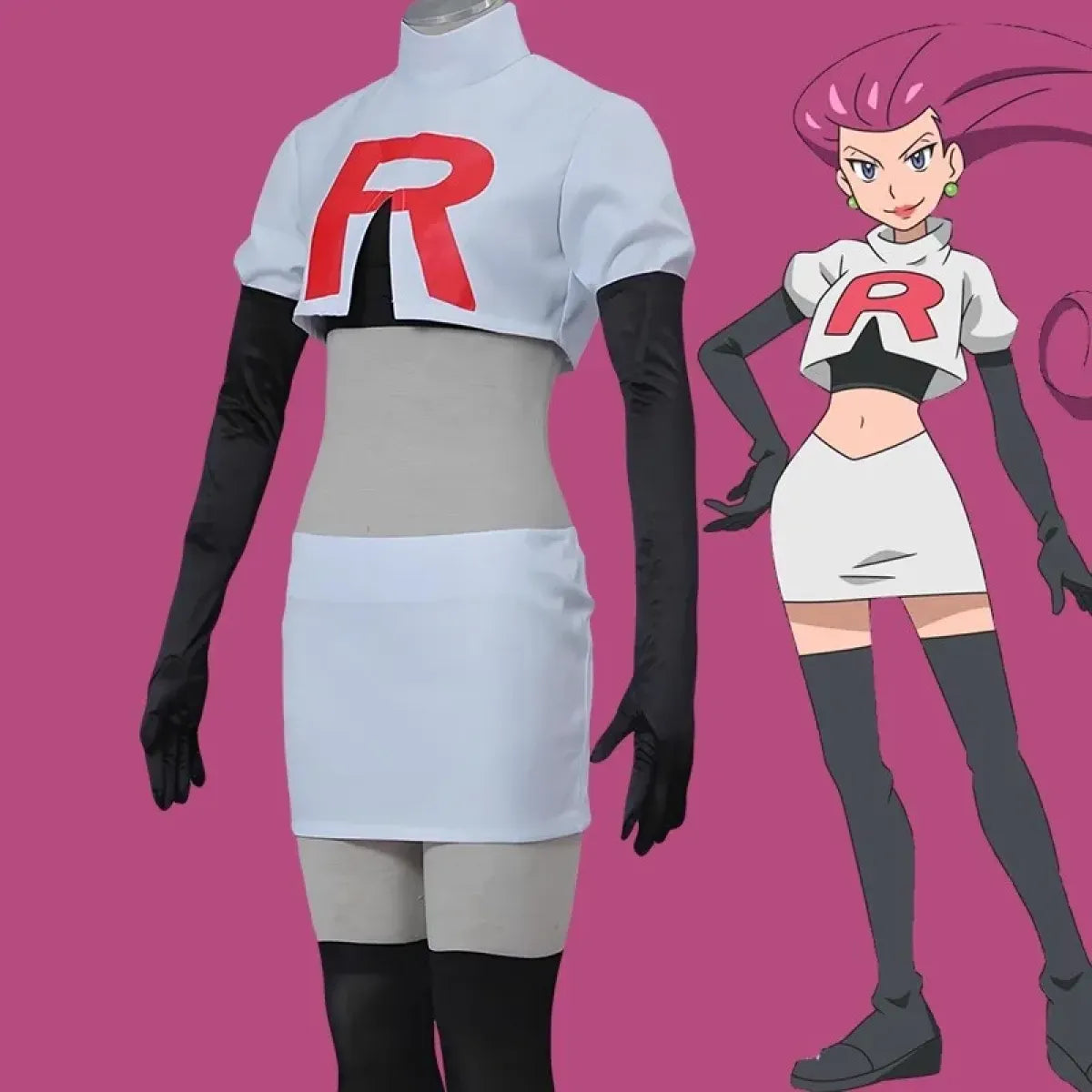 Team Rocket Jessie & James Cosplay Set – Anime Full Outfit for Men & Women