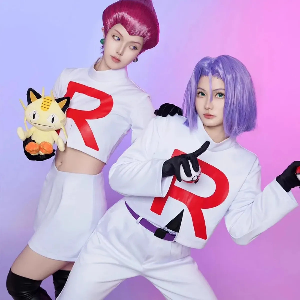 Team Rocket Jessie & James Cosplay Set – Anime Full Outfit for Men & Women