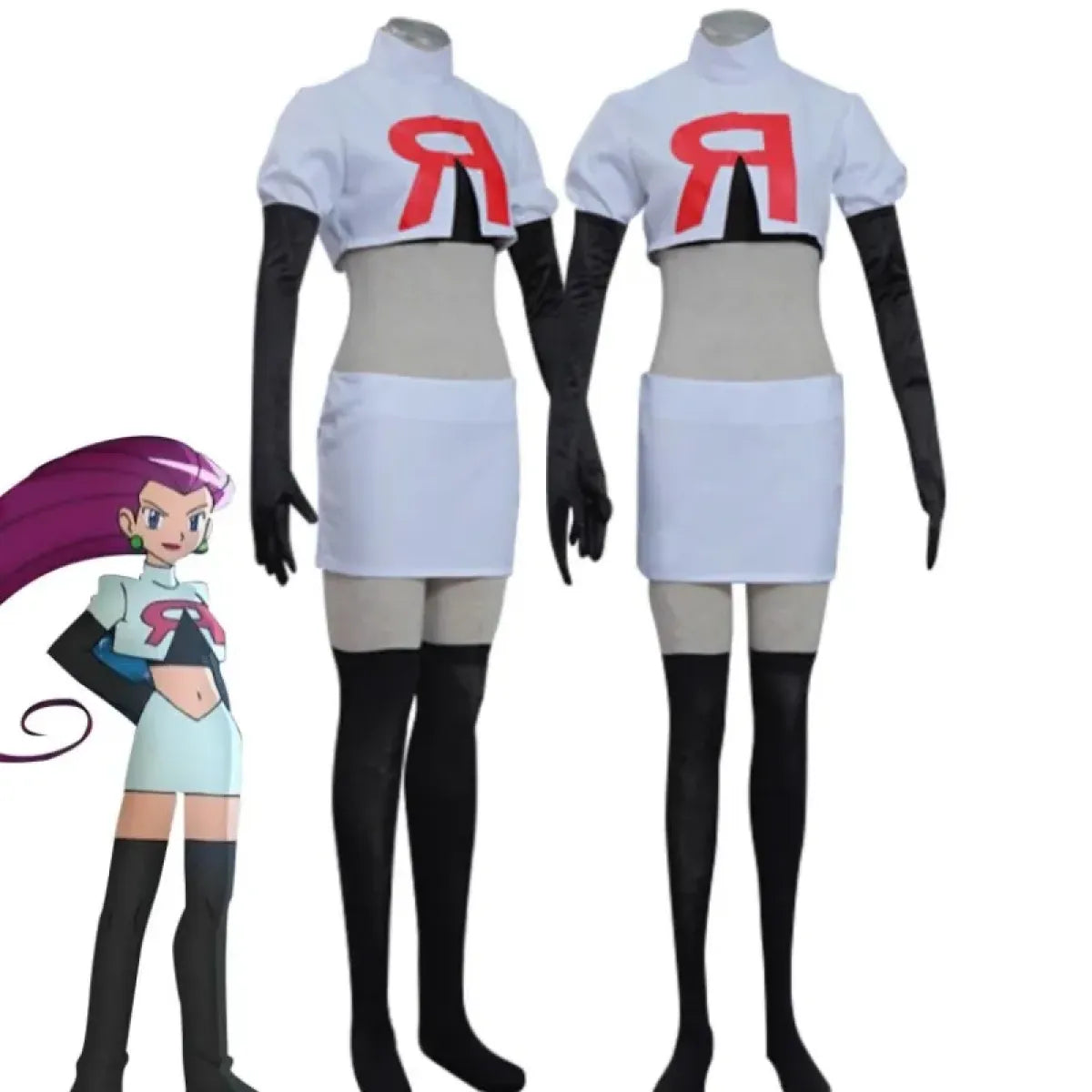 Team Rocket Jessie & James Cosplay Set – Anime Full Outfit for Men & Women