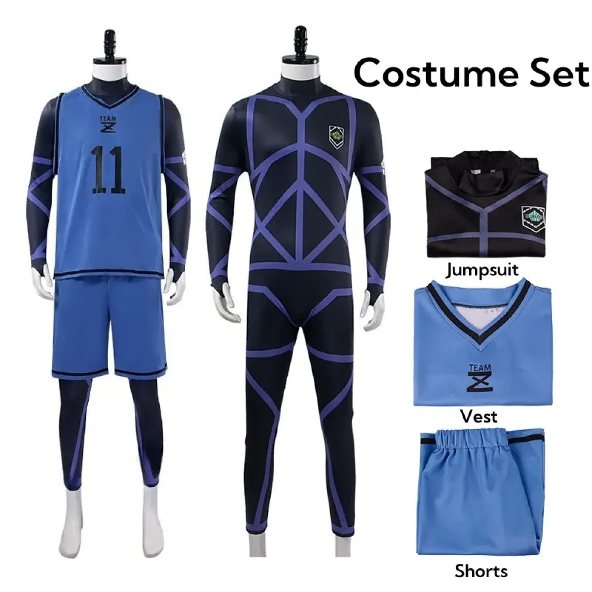 Lock Isagi Yoichi Cosplay Set – Anime Sports Jersey & Jumpsuit