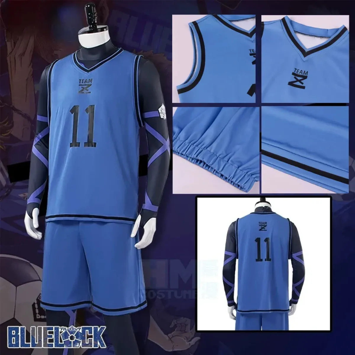 Lock Isagi Yoichi Cosplay Set – Anime Sports Jersey & Jumpsuit