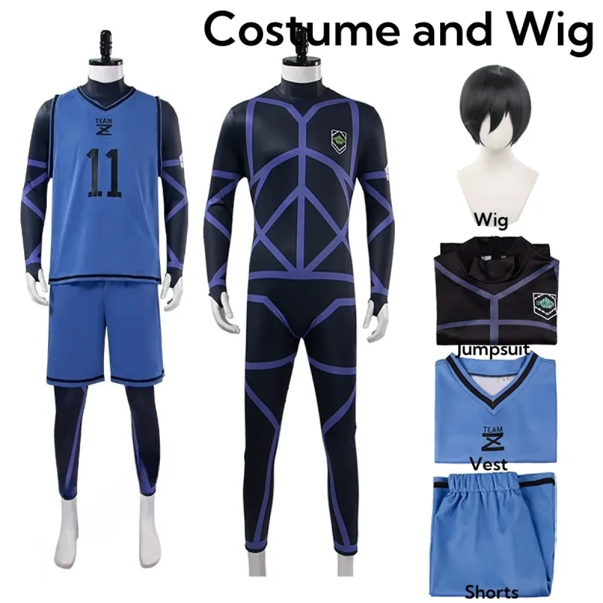 Lock Isagi Yoichi Cosplay Set – Anime Sports Jersey & Jumpsuit