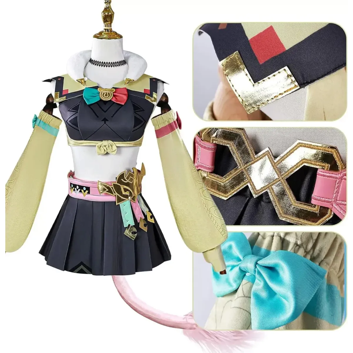 Varesa Genshin Cosplay Costume Set – Kawaii Skirt Wig Tail Outfit