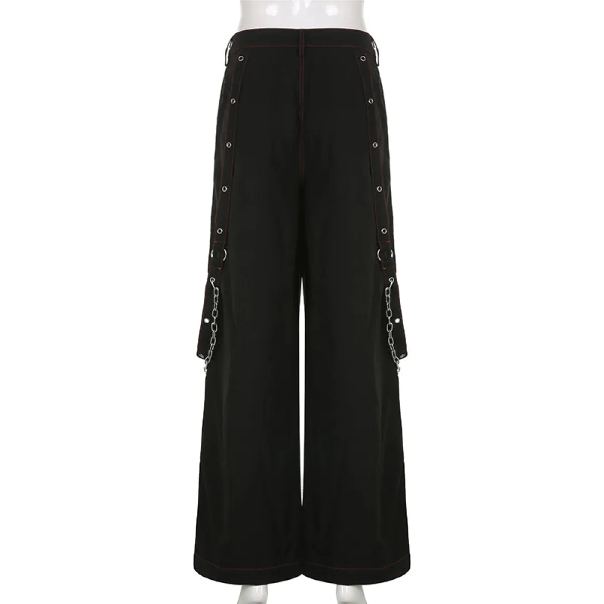 Gothic Punk Cargo Pants – Y2K Grunge Wide Leg Baggy Trousers