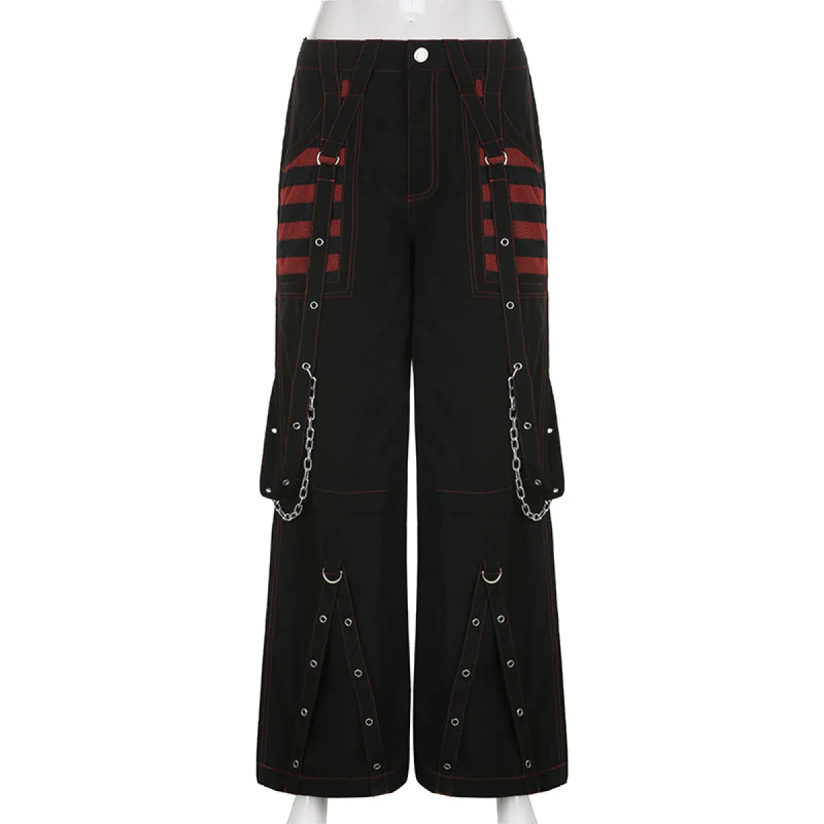 Gothic Punk Cargo Pants – Y2K Grunge Wide Leg Baggy Trousers