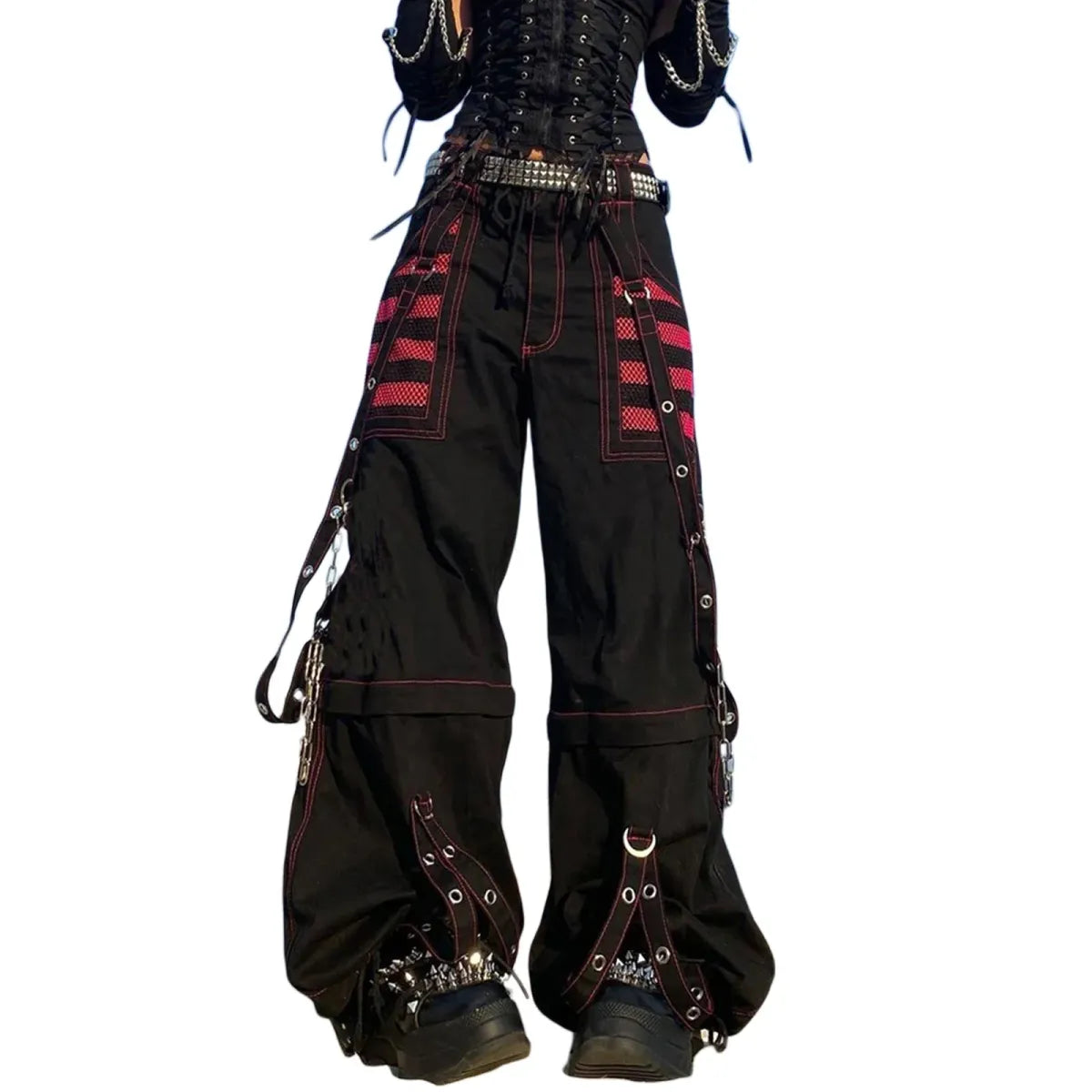 Gothic Punk Cargo Pants – Y2K Grunge Wide Leg Baggy Trousers